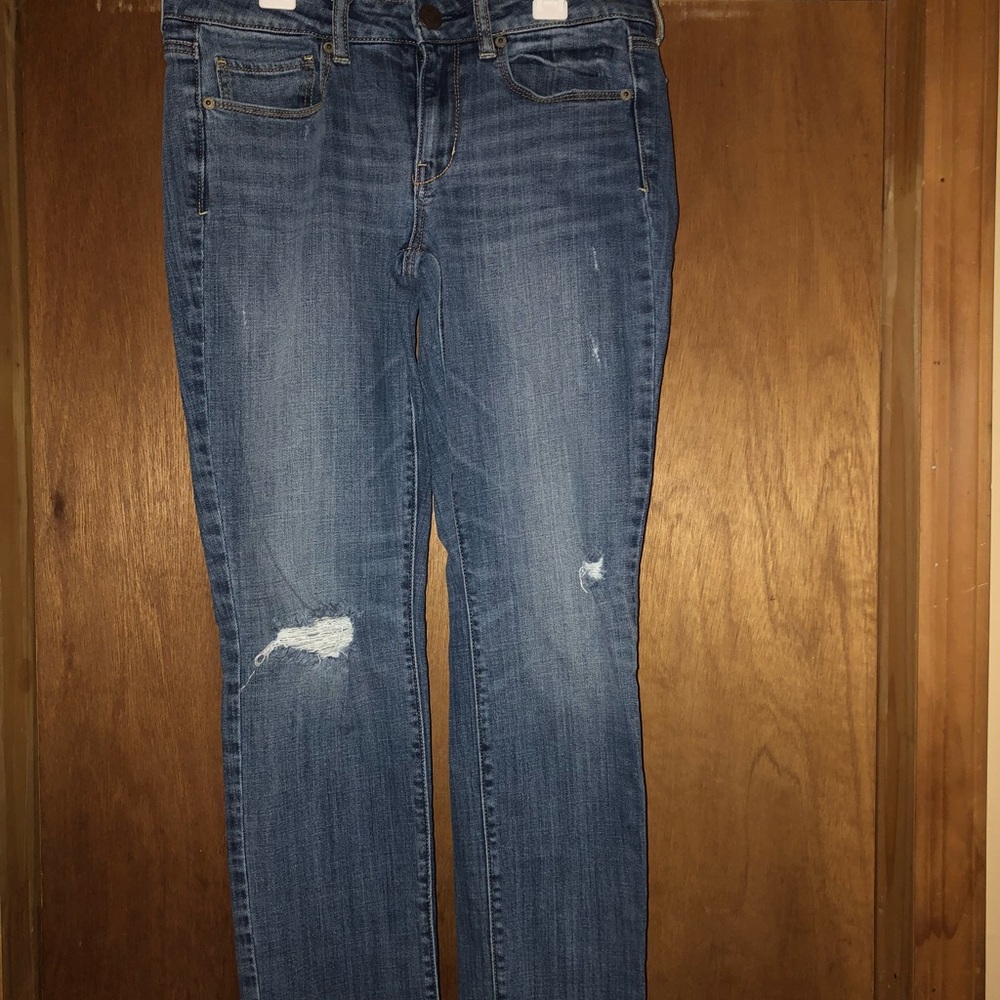 American Eagle medium wash jeans.